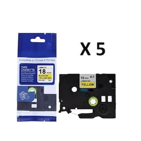 Kit 5 Fitas Compatível Brother Tze-641 Amarela 18Mm