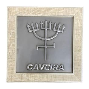 Quadro Orixá Exú Caveira Aço E Madeira Carvalho 16,5X16,5Cm