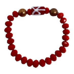 Pulseira Xangô Firma Vermelho Cristal e Silicone 30g