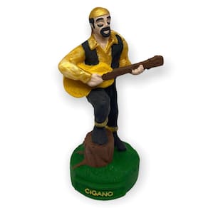 Escultura Cigano Dourado 11 Cm Em Resina