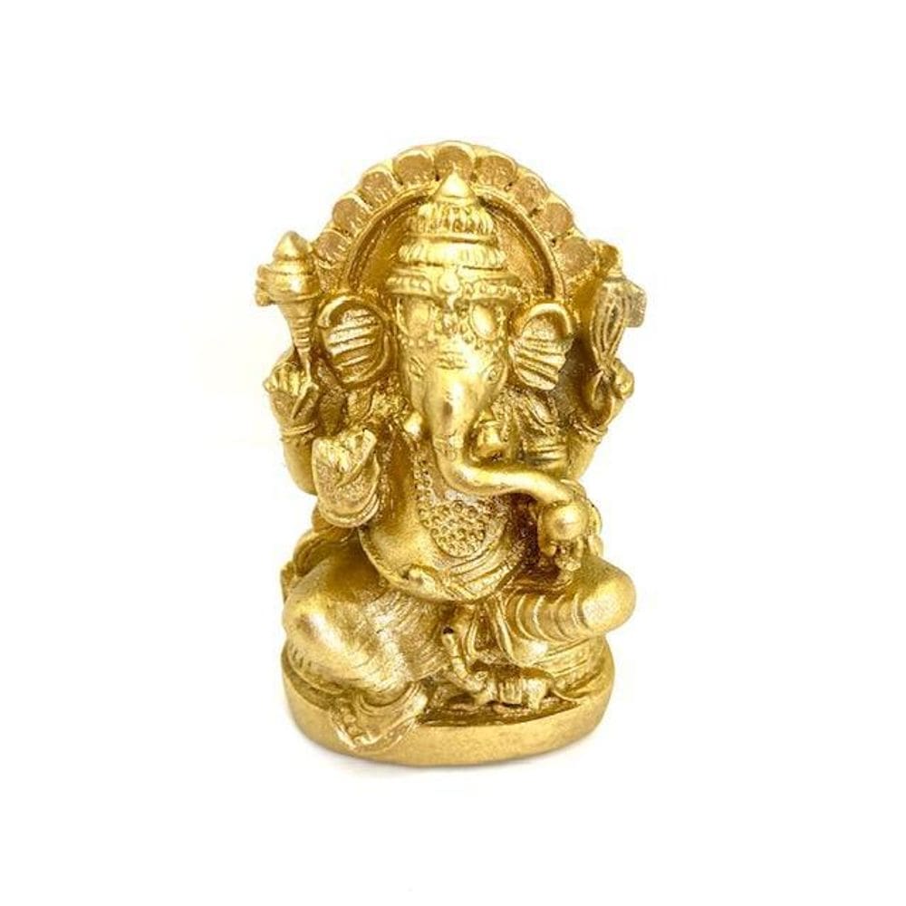 Ganesha Trono Dourado Em Resina 8 Cm