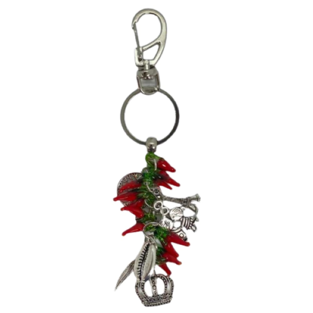 Chaveiro Pimentas Em Murano Patuás Pequenos Prata 14 Cm