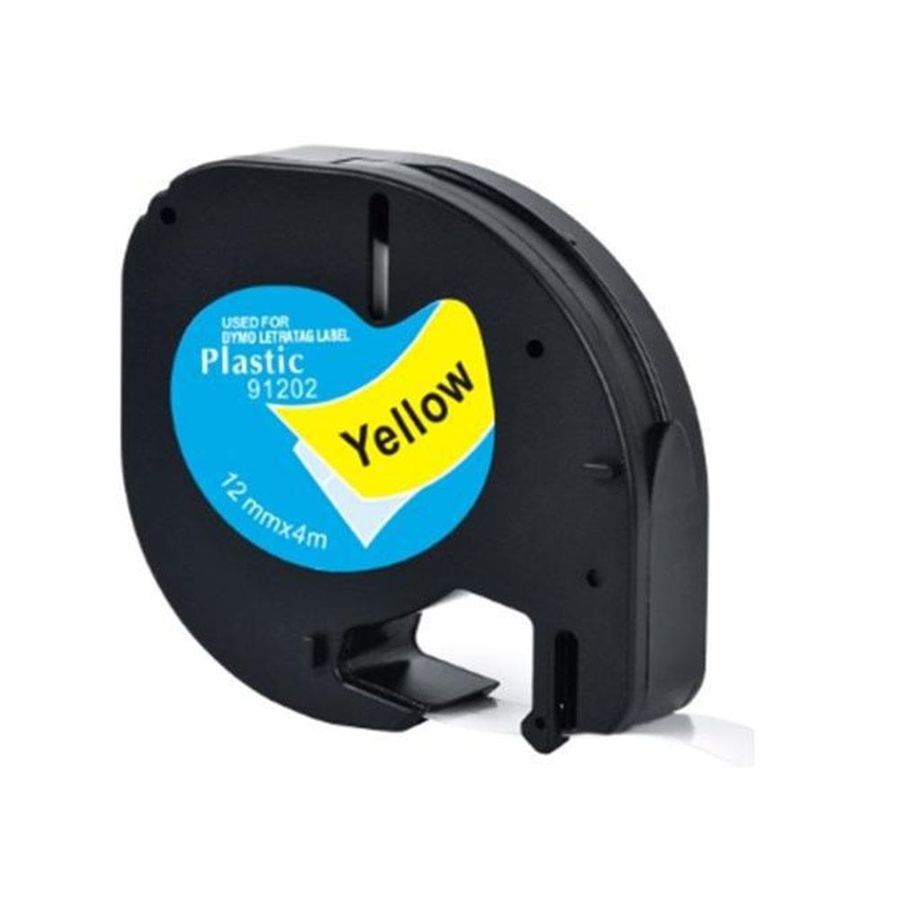 Fita Dymo Letratag Plástica 12mm Amarela 4m Compatible