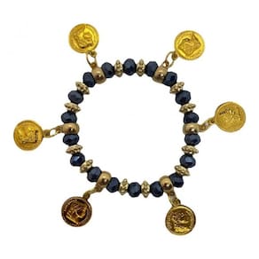 Pulseira Cigana Grafite Cristal E Silicone Moedas