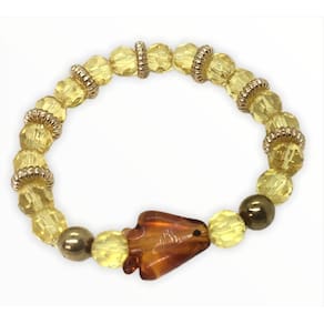 Pulseira Oxum Firma Peixe Amarelo Cristal E Silicone