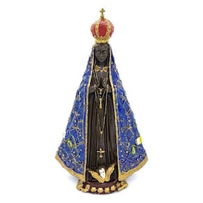 Nossa Sra Aparecida Manto Aberto Escultura Em Resina 34 Cm