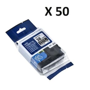 Kit 50 Fitas Compatível Brother Tze-365 Preta 36Mm
