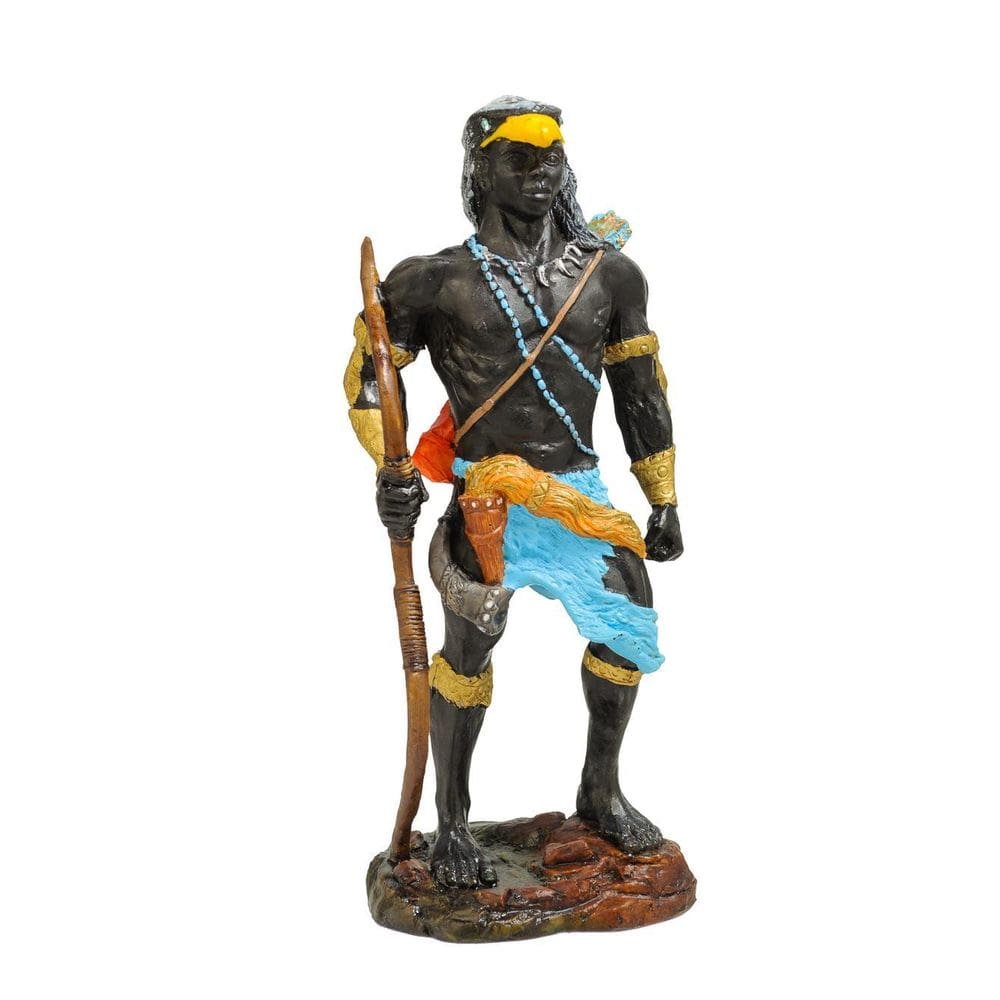 Escultura Orixá Oxóssi Azul Em Resina 24 Cm
