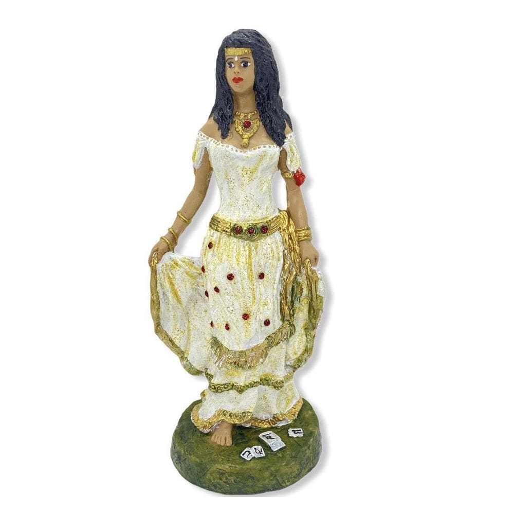 Escultura Cigana Branca 23 Cm Em Resina