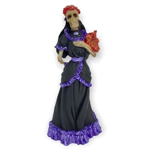 Escultura Pomba Gira Caveira Roxo 27 Cm Em Resina