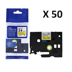 Kit 50 Fitas Compatível Brother Tze-651 Amarela 24Mm