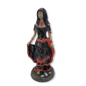 Escultura Cigana Preta E Vermelha 23 Cm Em Resina