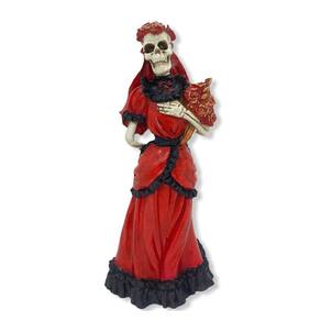 Escultura Pomba Gira Caveira Vermelha 25Cm Em Resina