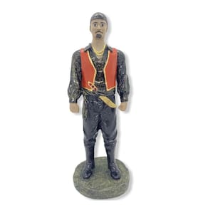 Escultura Cigano Preto E Vermelho 25 Cm Em Resina