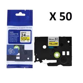 Kit 50 Fitas Compatível Brother Tze-651 Amarela 24Mm