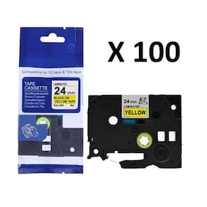 Kit 100 Fitas Compatível Brother Tze-651 Amarela 24Mm