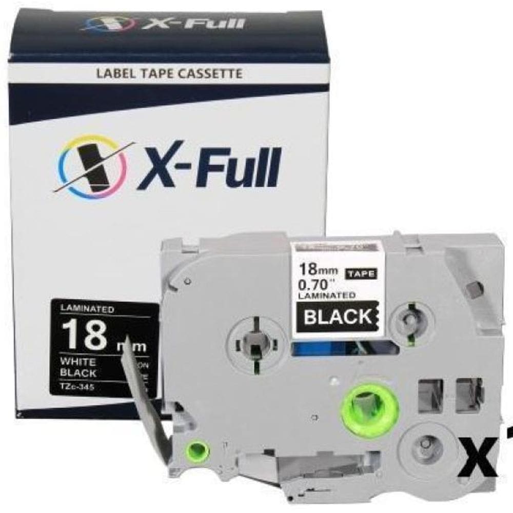 Kit 10 Fita Compatível Brother Tze-345 Preta Branca 18Mm