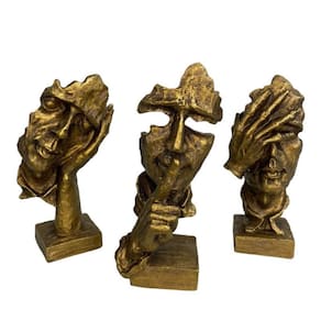 Esculturas Trios Sábios Cego Surdo Mudo 16Cm Dour Env Resina