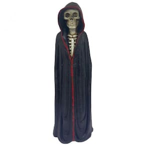 Escultura Exú Caveira Manto Preto E Vermelho Em Pé 22Cm