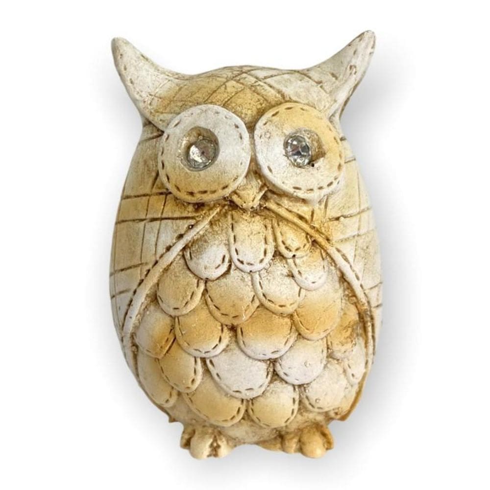 Escultura Coruja Patinado Em Resina 6 Cm