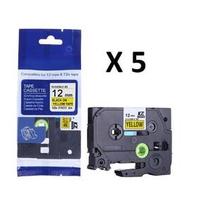 Kit 5 Fitas Flexível Compatível Tze-Fx631 Amarela 12Mm
