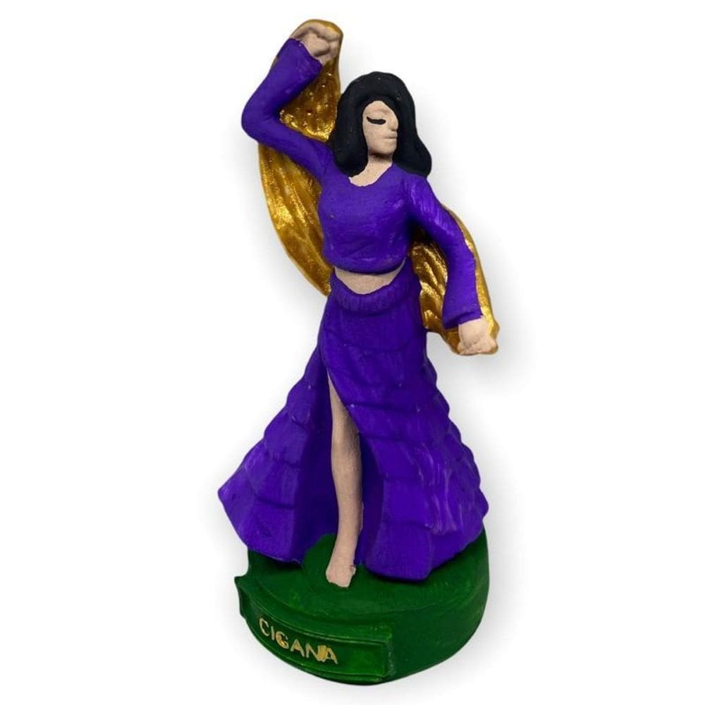 Escultura Cigana Roxa 11 Cm Em Resina