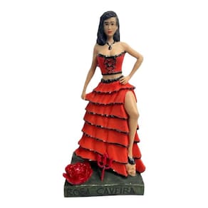 Escultura Pomba Gira Rosa Caveira Vermelha E Preta 24 Cm