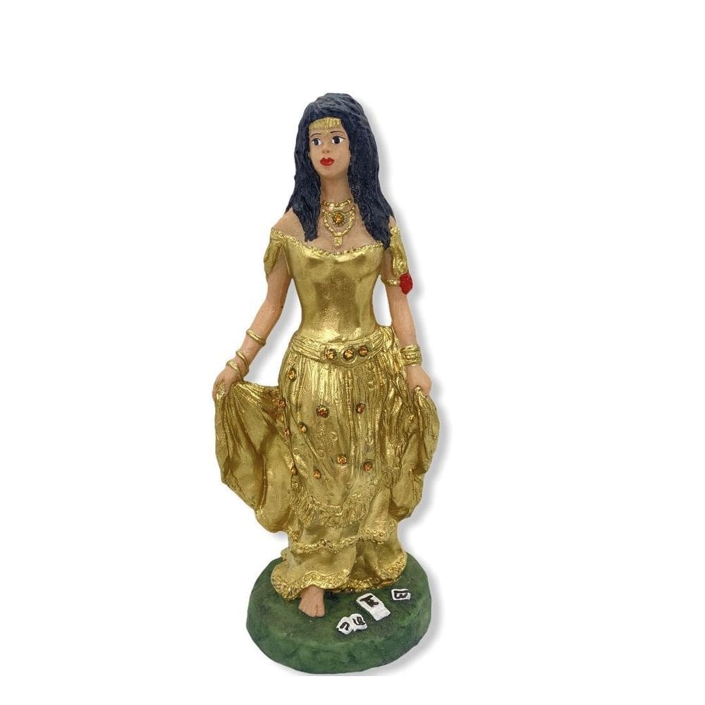 Escultura Cigana Dourada 23 Cm Em Resina