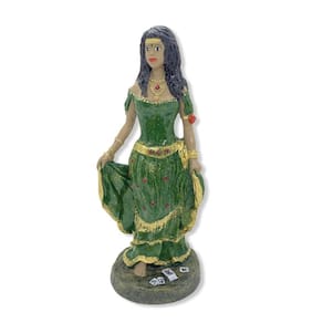 Escultura Cigana Verde Escura Esmeralda 23 Cm