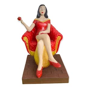 Escultura Pomba Gira No Trono Vermelha E Dourada