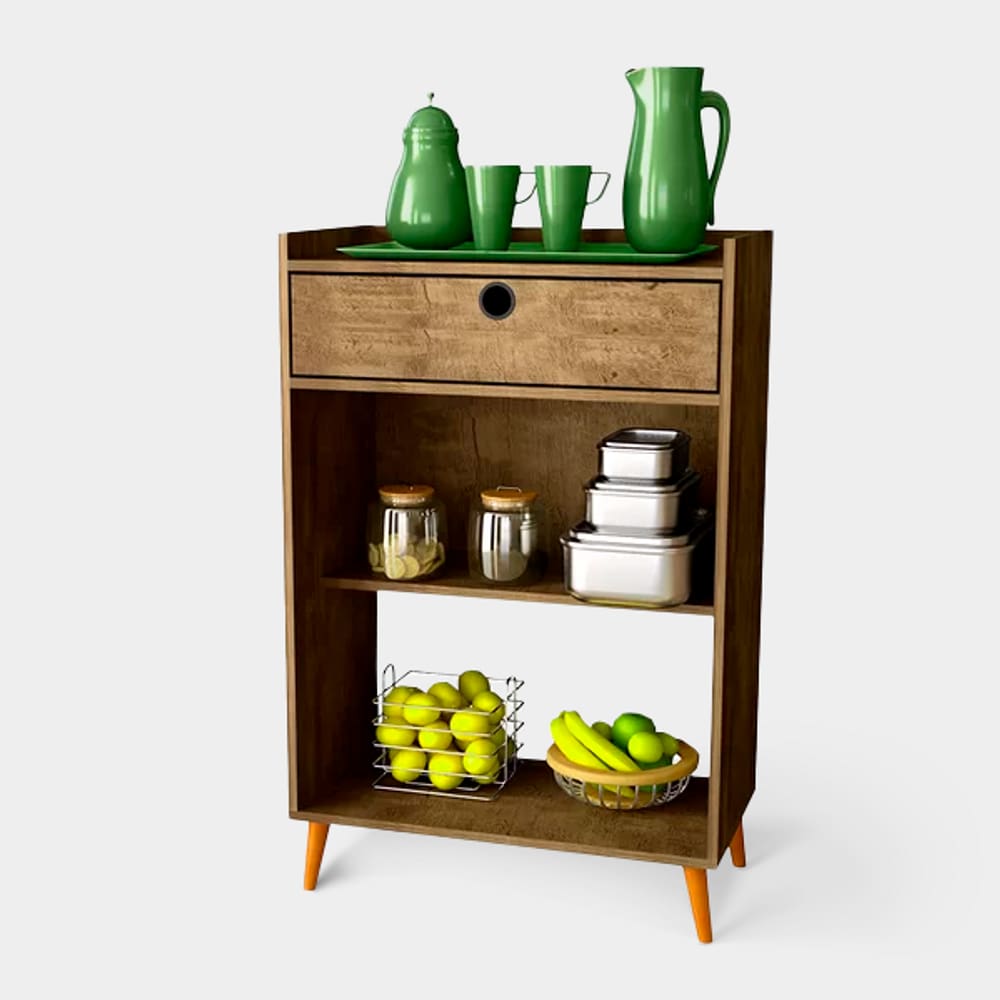 Aparador Buffet com 1 Gaveta e Cantinho do Café com 4 pés Retrô 65x98cm