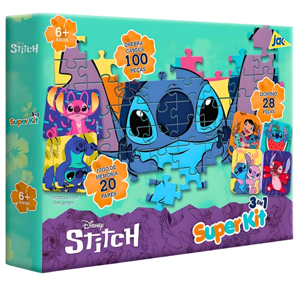 Jogos 3 Em 1 Stitch Super Kit JAK Toyster Brinquedos