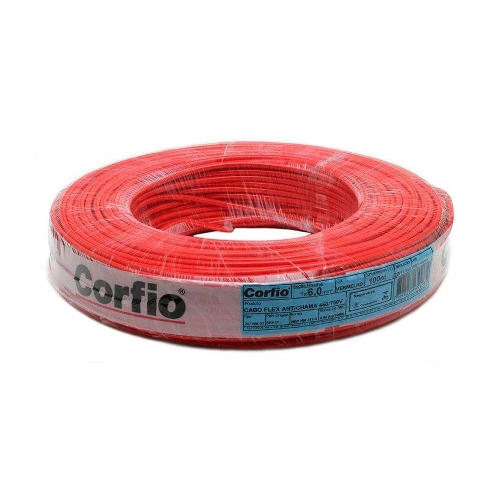 Cabo Flexível Corfio 16mmx100m Rolo 750V Vermelho