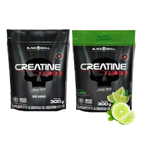 Kit 2 Creatinas Turbo 300g Sache Sem Sabor + Limão - Black Skull