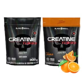 Kit 2 Creatinas Turbo 300g Sache Sem Sabor + Laranja - Black Skull