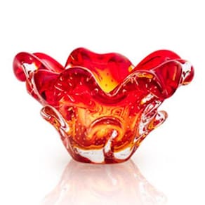 Centro De Mesa Em Cristal Murano Vermelho - São Marcos 17Cm