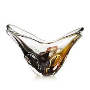 Vaso Em Cristal Murano Preto E Âmbar - São Marcos 44Cm