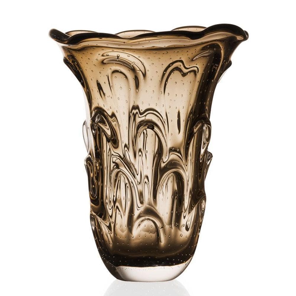 Vaso Em Cristal Murano Marrom - São Marcos 42Cm
