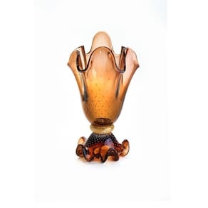 Vaso Em Cristal Murano Marrom Com Ouro 24K São Marcos 50Cm