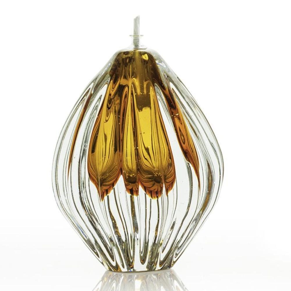 Lamparina Em Cristal Murano Âmbar - São Marcos 12Cm