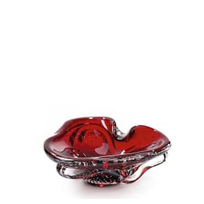 Mini Centro Em Cristal Murano Vermelho - São Marcos 23Cm