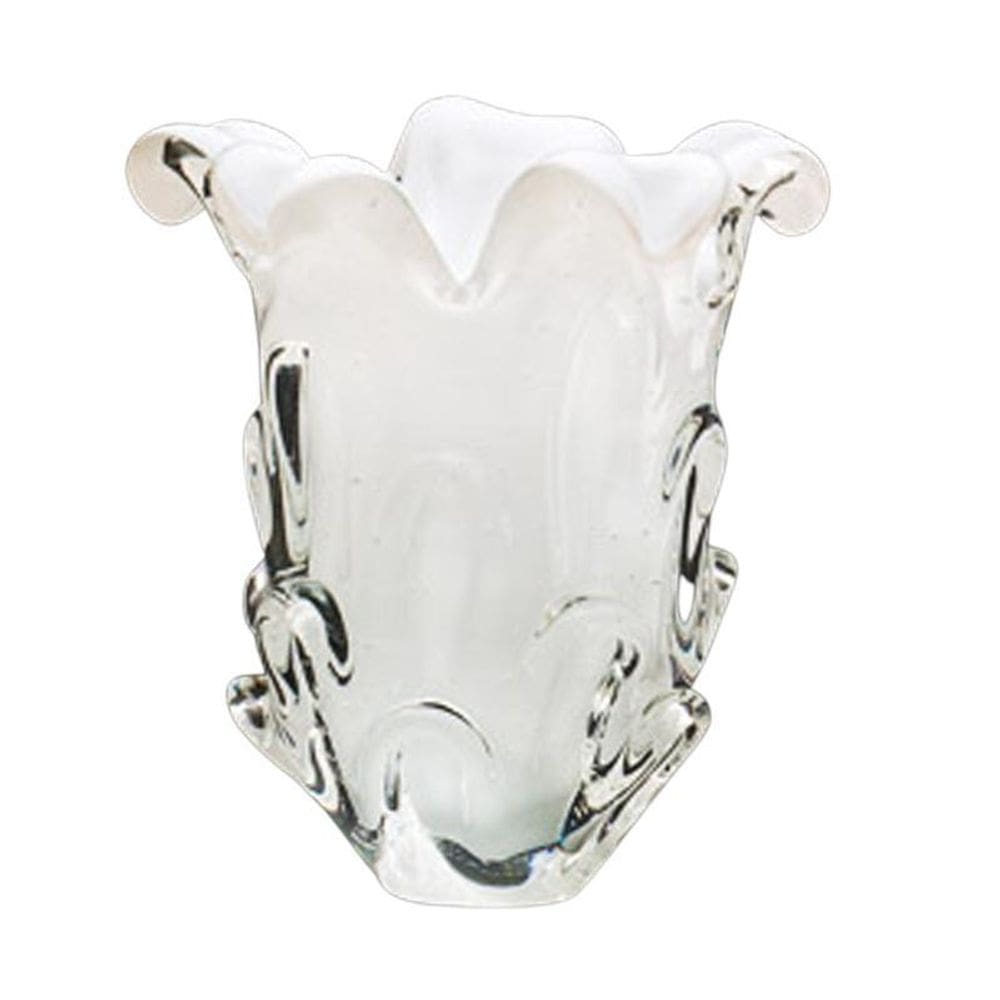 Vaso Em Cristal Murano Branco - São Marcos 18Cm