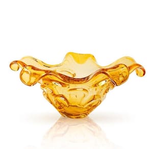 Centro De Mesa Em Cristal Murano Âmbar - São Marcos 45Cm