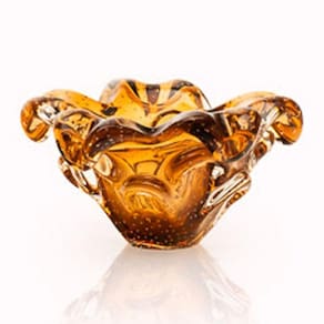 Centro De Mesa Em Cristal Murano Marrom - São Marcos 17Cm