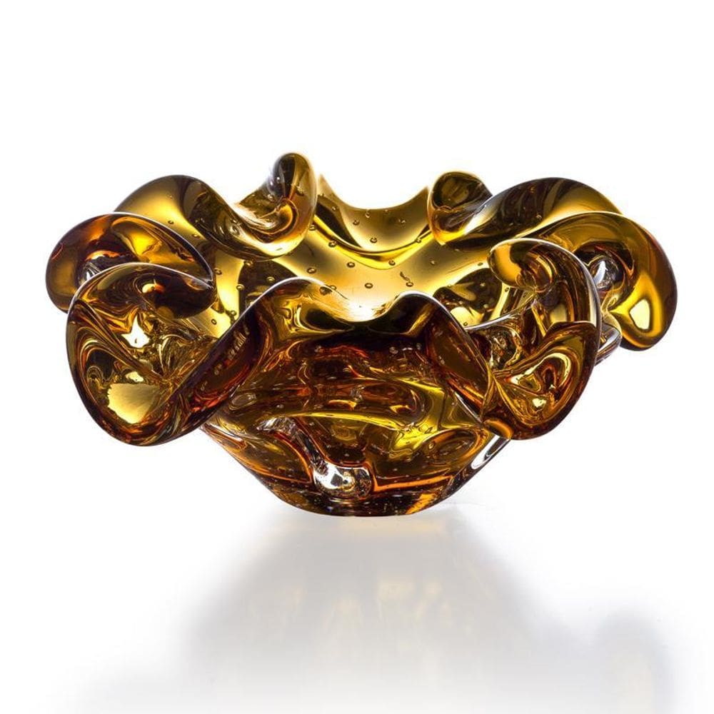 Centro De Mesa Em Cristal Murano Âmbar - São Marcos 14Cm