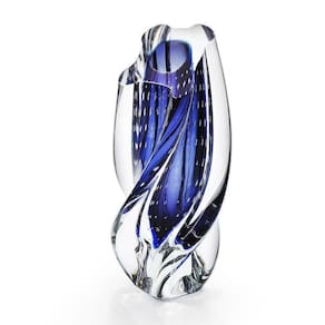 Vaso Em Cristal Murano Azul - São Marcos 34Cm