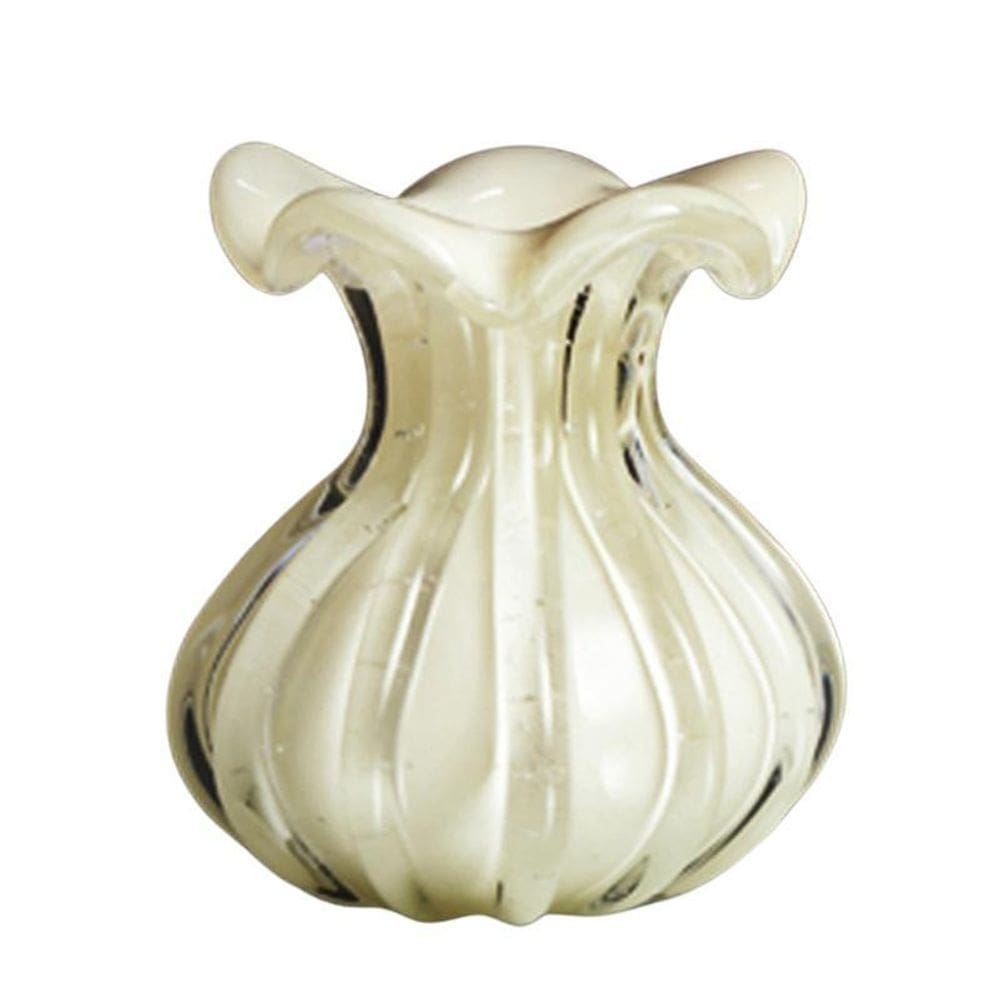 Vaso Trouxinha Em Cristal Murano Pérola - São Marcos 18Cm