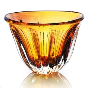 Vaso Em Cristal Murano Âmbar E Lilás - São Marcos 35Cm