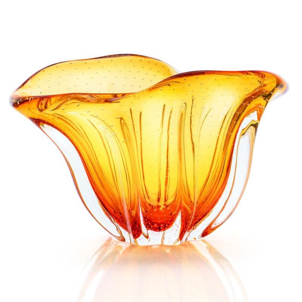 Vaso Em Cristal Murano Âmbar - São Marcos 36Cm