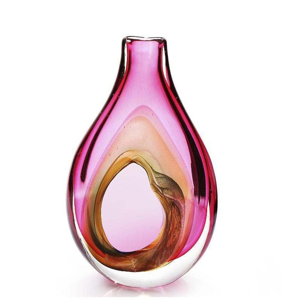 Vaso Em Cristal Murano Rosa - São Marcos 34Cm